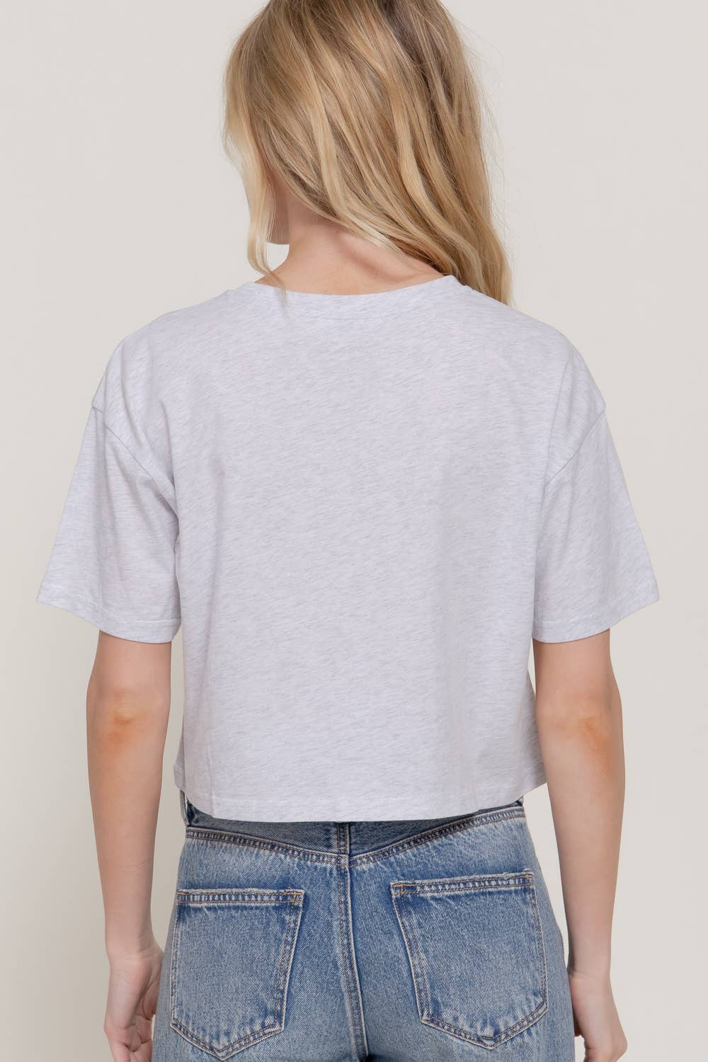 Short Sleeve Crew Neck Oversize Crop Cotton Knit Tee
