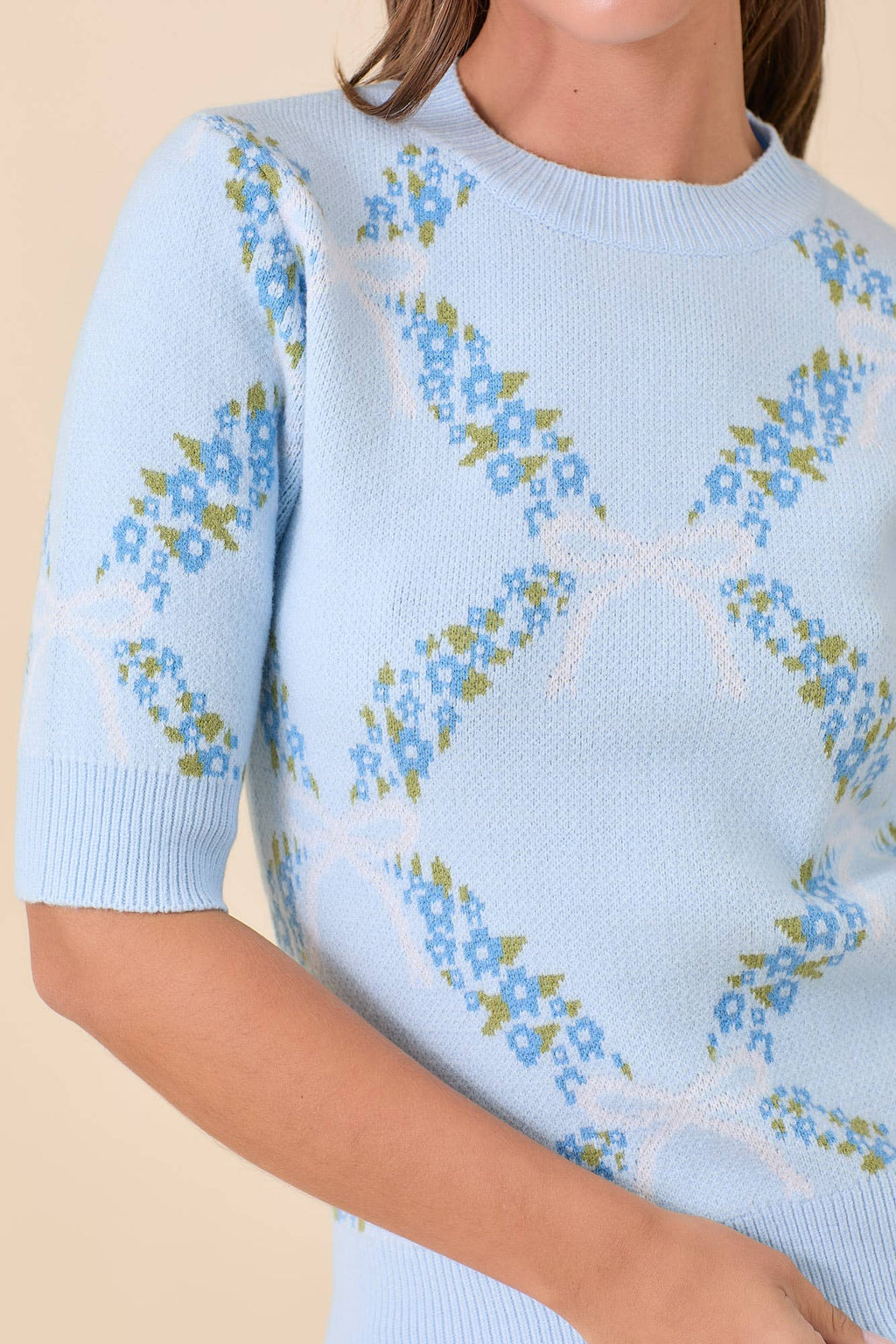 Blue Garden Floral Knit Top – Ready to Ship