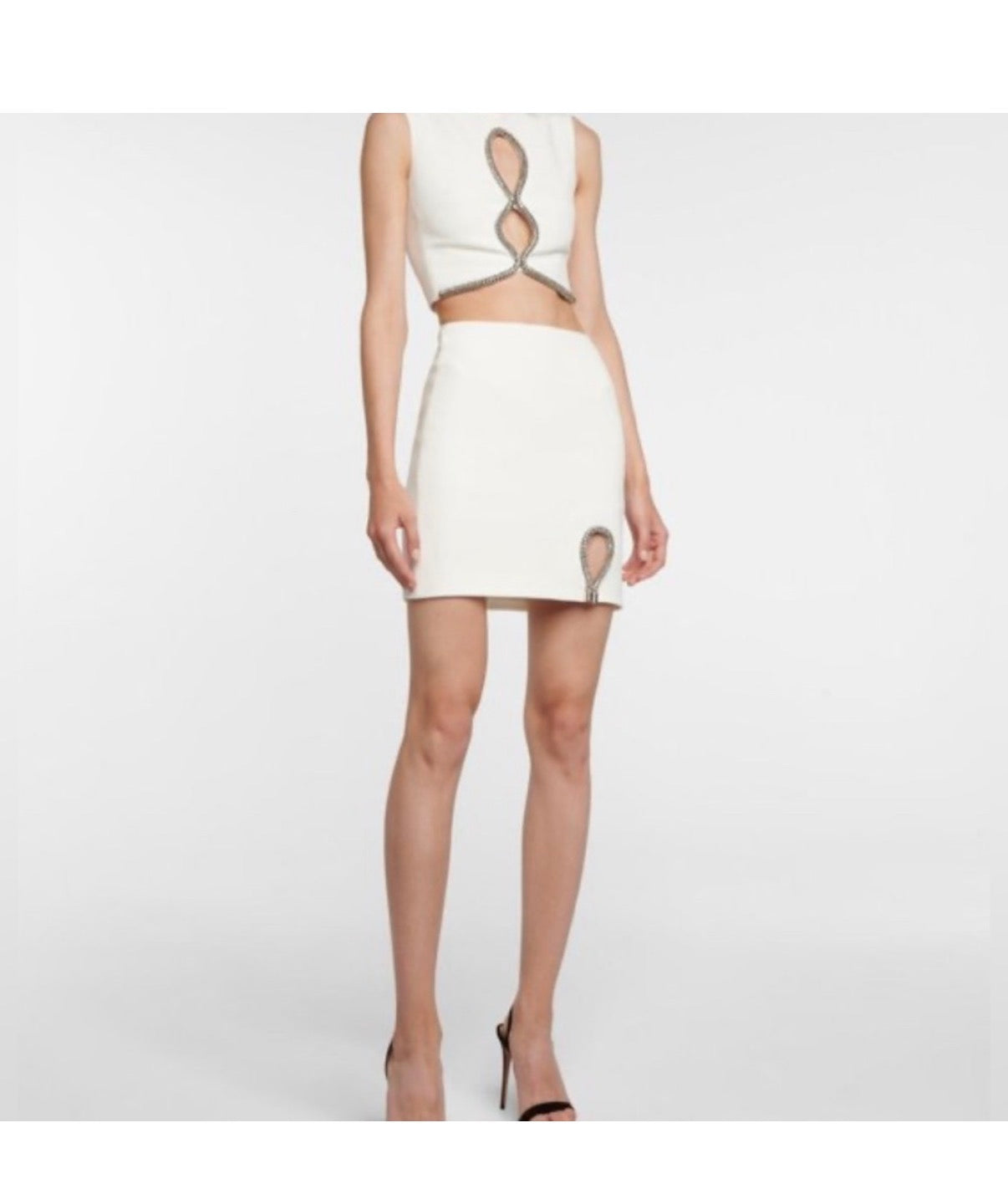 Ivory Crystal Cutout 2-Piece Stretch Skirt Set