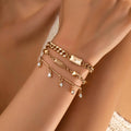 Gold Multi-Chain Crystal Drop Layered Bracelet | 80B1626