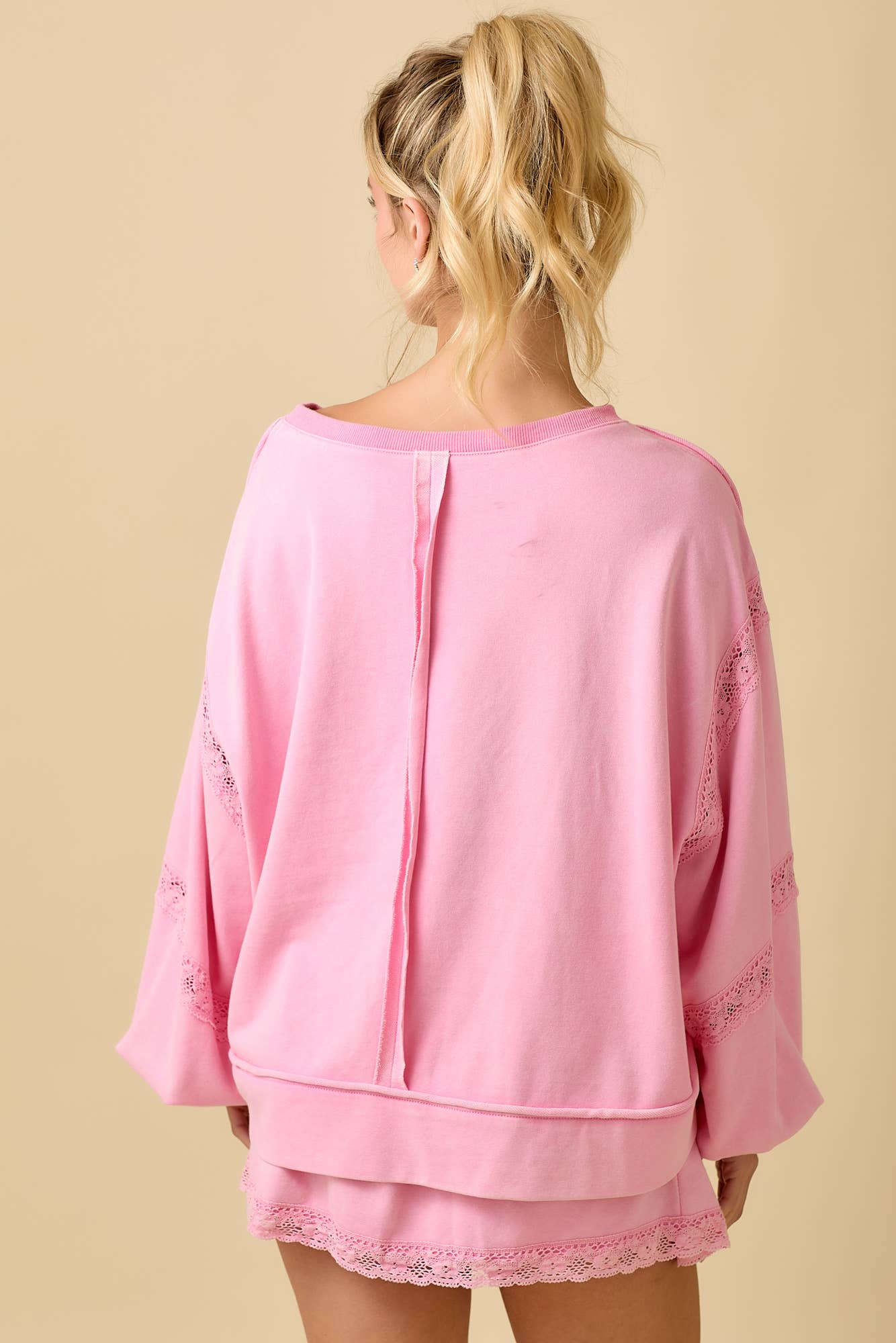 Lace Trim Sweatshirt Set – Romantic Cozy Loungewear