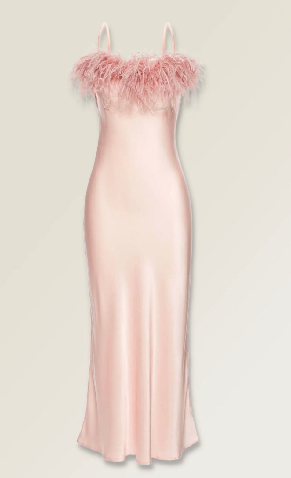 Blu Pepper Feather MIDI Slip dress soft pink Large