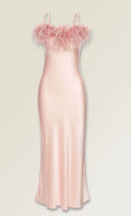 Blu Pepper Feather MIDI Slip dress soft pink Large