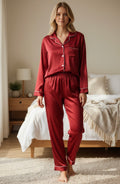 Silk Effect Pajama Set Red