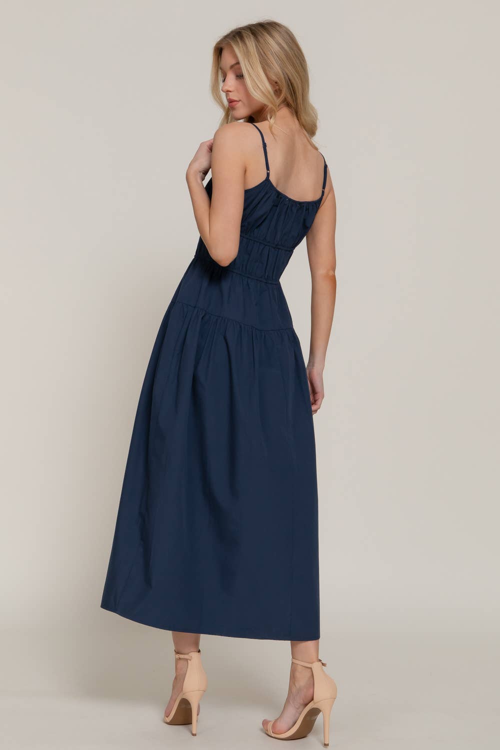 Front Tie Detail Tiered Long Dress