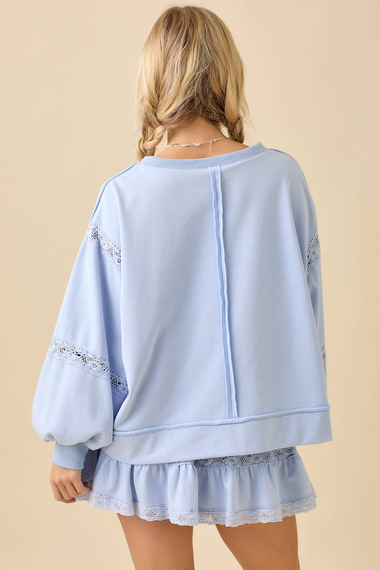 Lace Trim Sweatshirt Set – Romantic Cozy Loungewear
