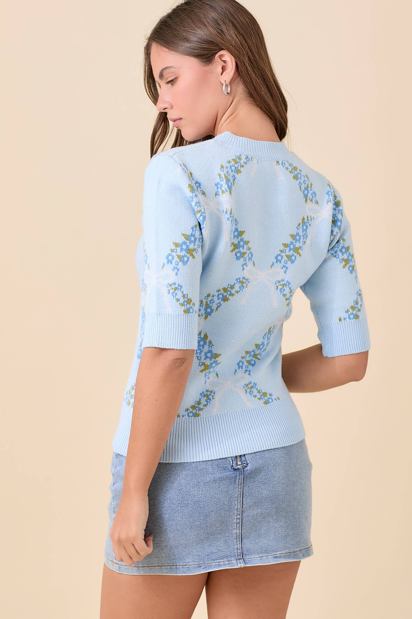 Blue Garden Floral Knit Top – Ready to Ship