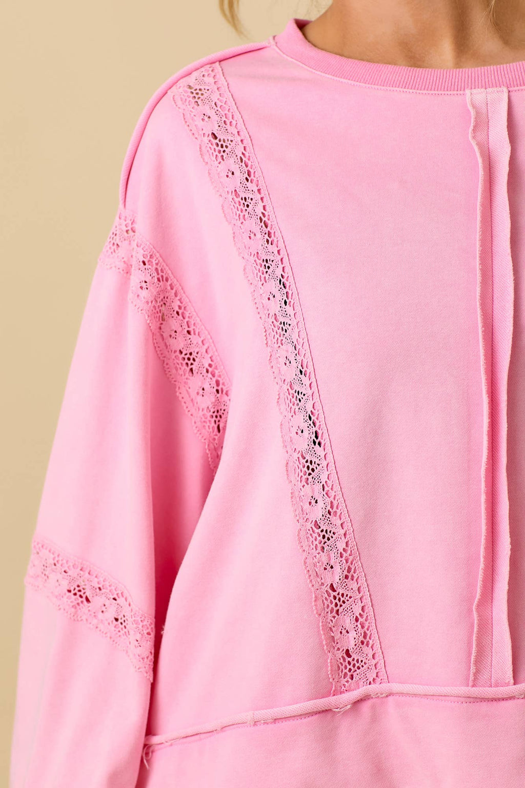 Lace Trim Sweatshirt Set – Romantic Cozy Loungewear
