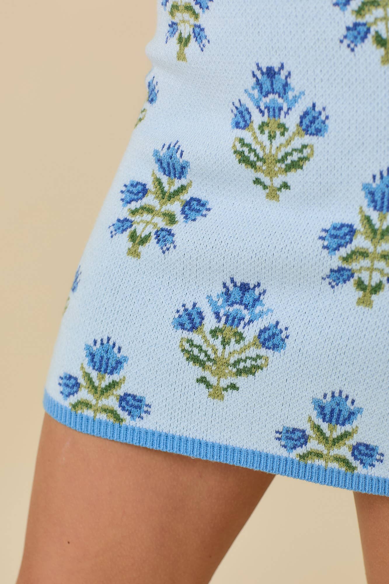Floral Jacquard Sweater Knit Mini Skirt