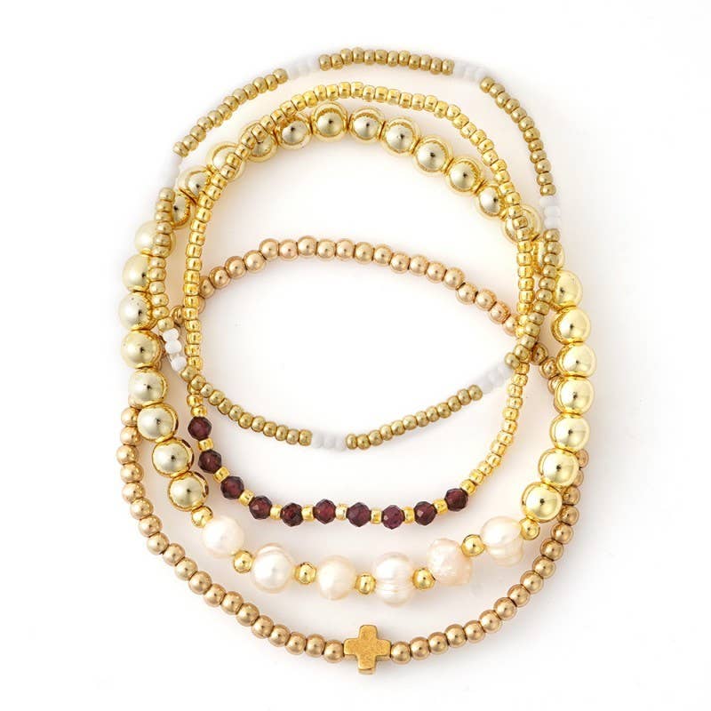 MULTI BALL PEARL CHAIN STRETCH BRACELET | 40B5183