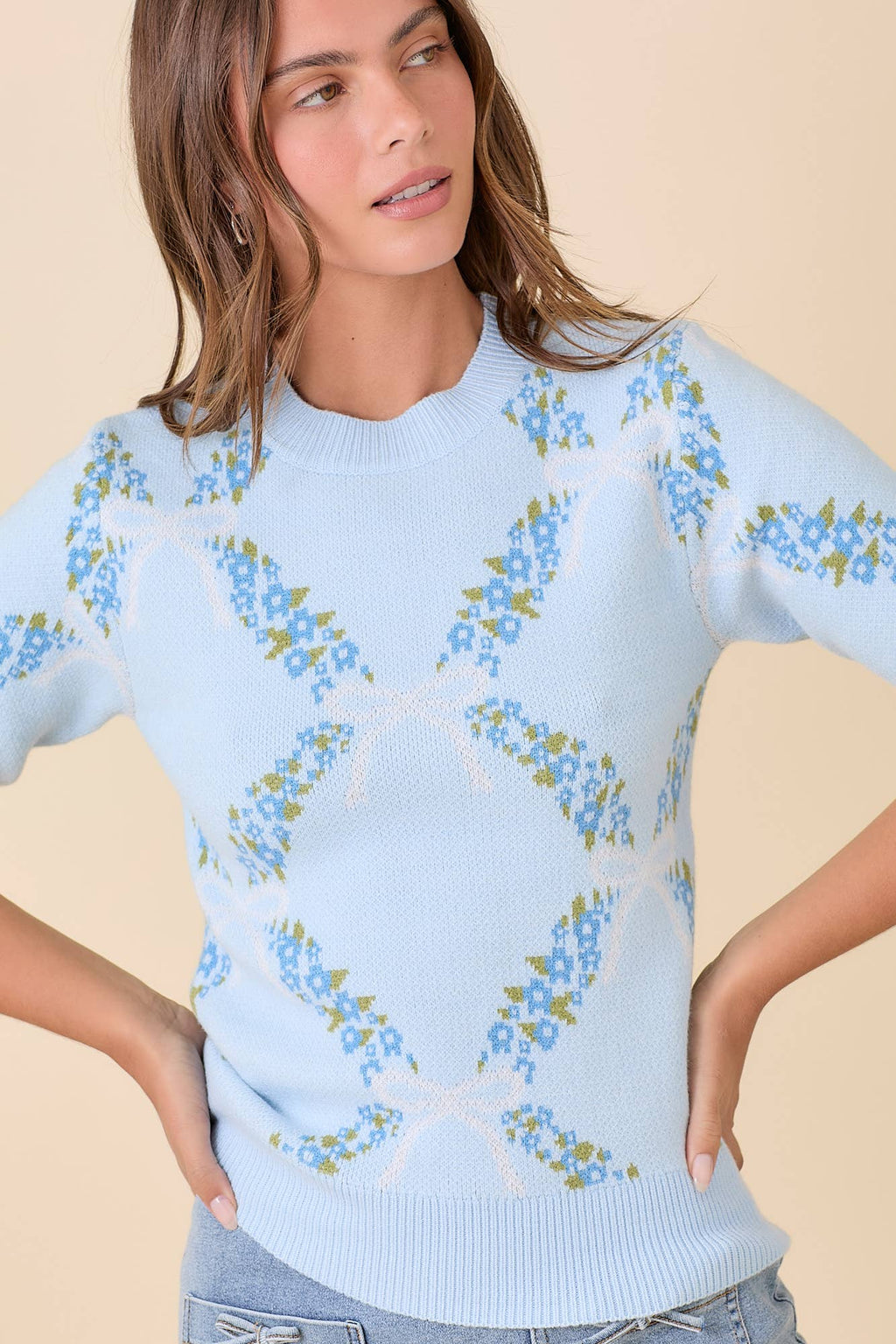 Blue Garden Floral Knit Top – Ready to Ship