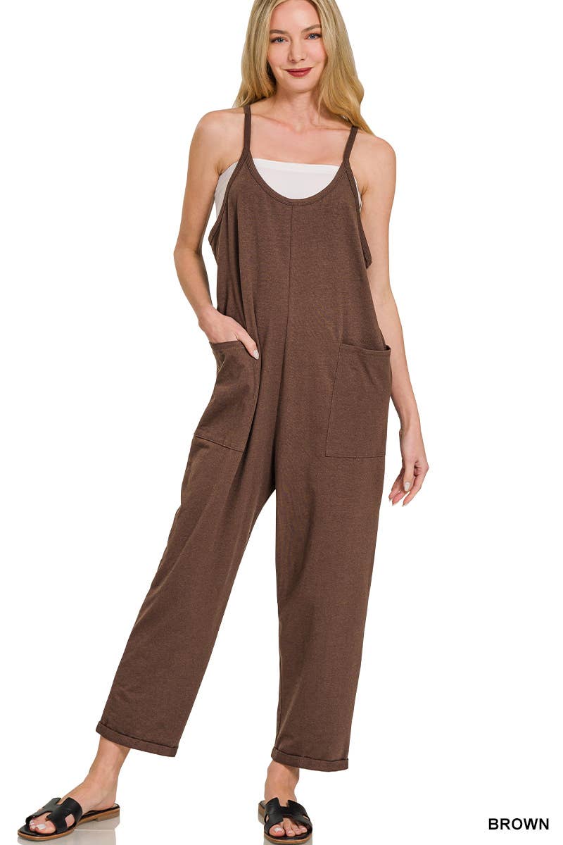Spaghetti Strap Pocketed Onsie Jumpsuit