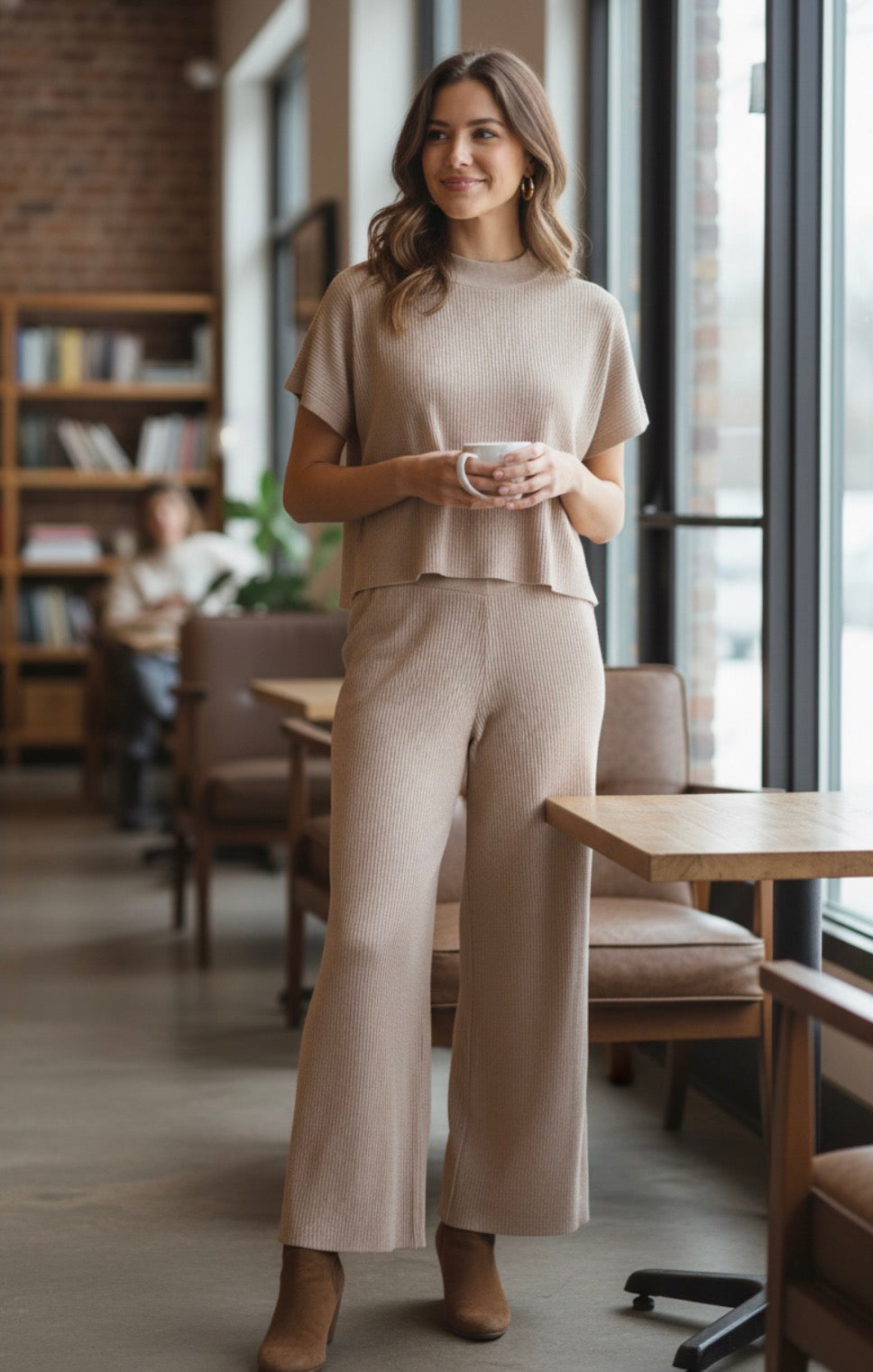 Zenana Boxy Top Wide Leg Ribbed Pants 2pcs Set