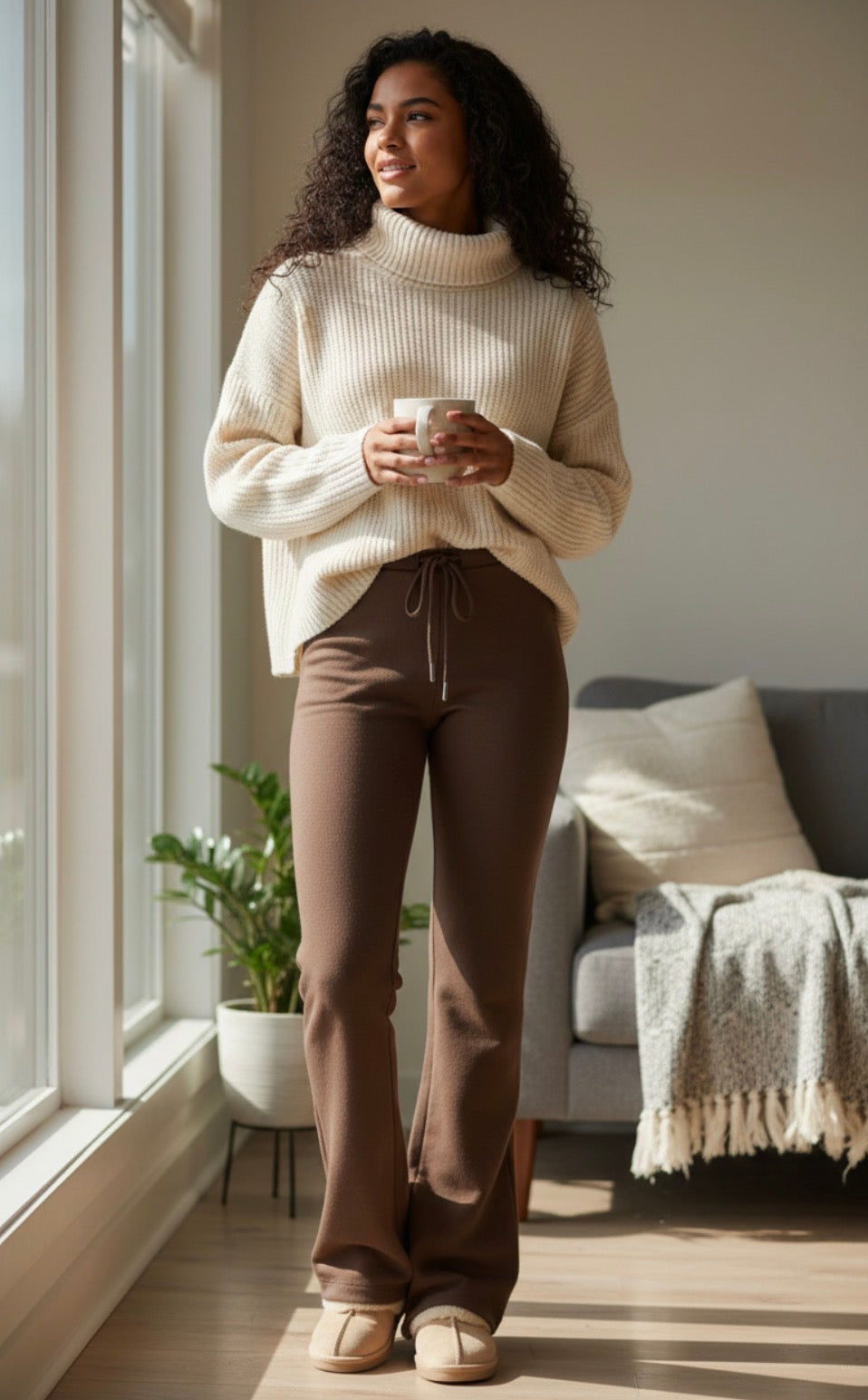 Flare Knit Pants W/ drawstring