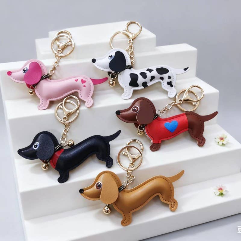 BAG CHARM KEY CHAIN - VEGAN LEATHER DOG |