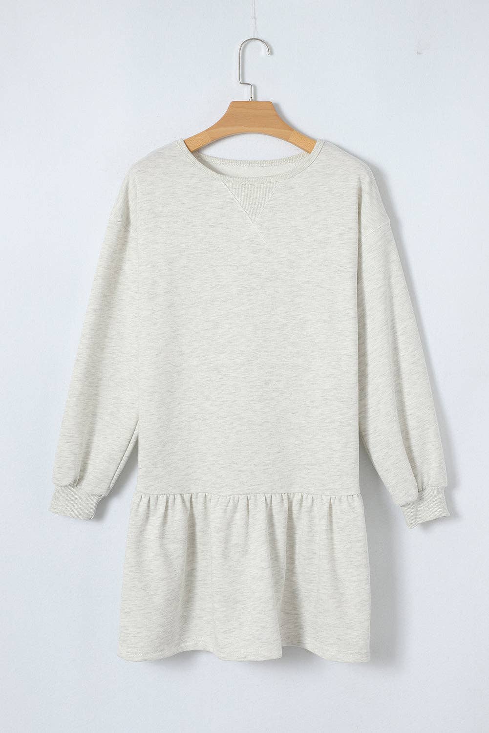Classic Crew Neck Ruffle Hem Mini Dress