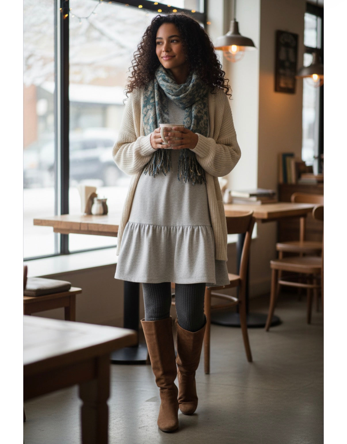 Classic Crew Neck Ruffle Hem Mini Dress