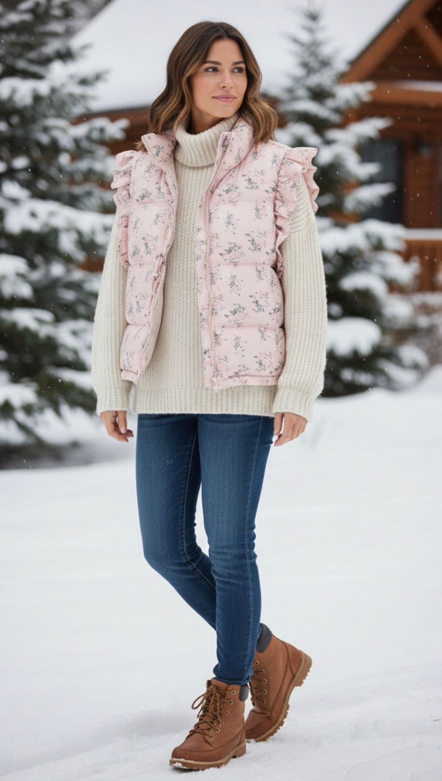 Front Bow Ruffle Sleeve Puffer Vest