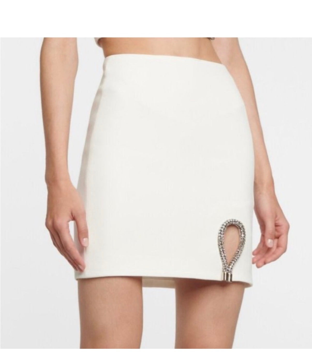 Ivory Crystal Cutout 2-Piece Stretch Skirt Set