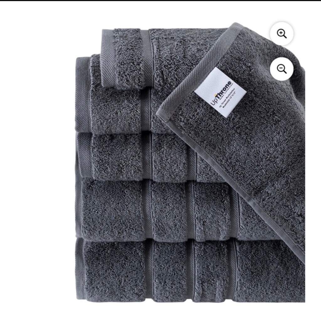 Luxury Turkish Cotton 6pc bath Towel Set Gray