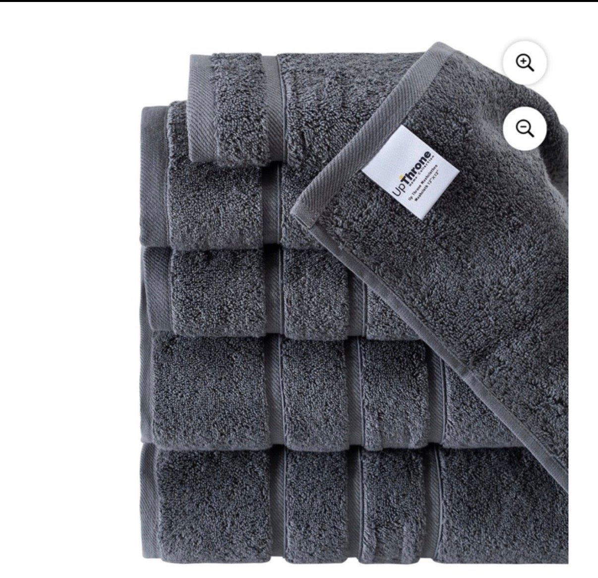 Luxury Turkish Cotton 6pc bath Towel Set Gray
