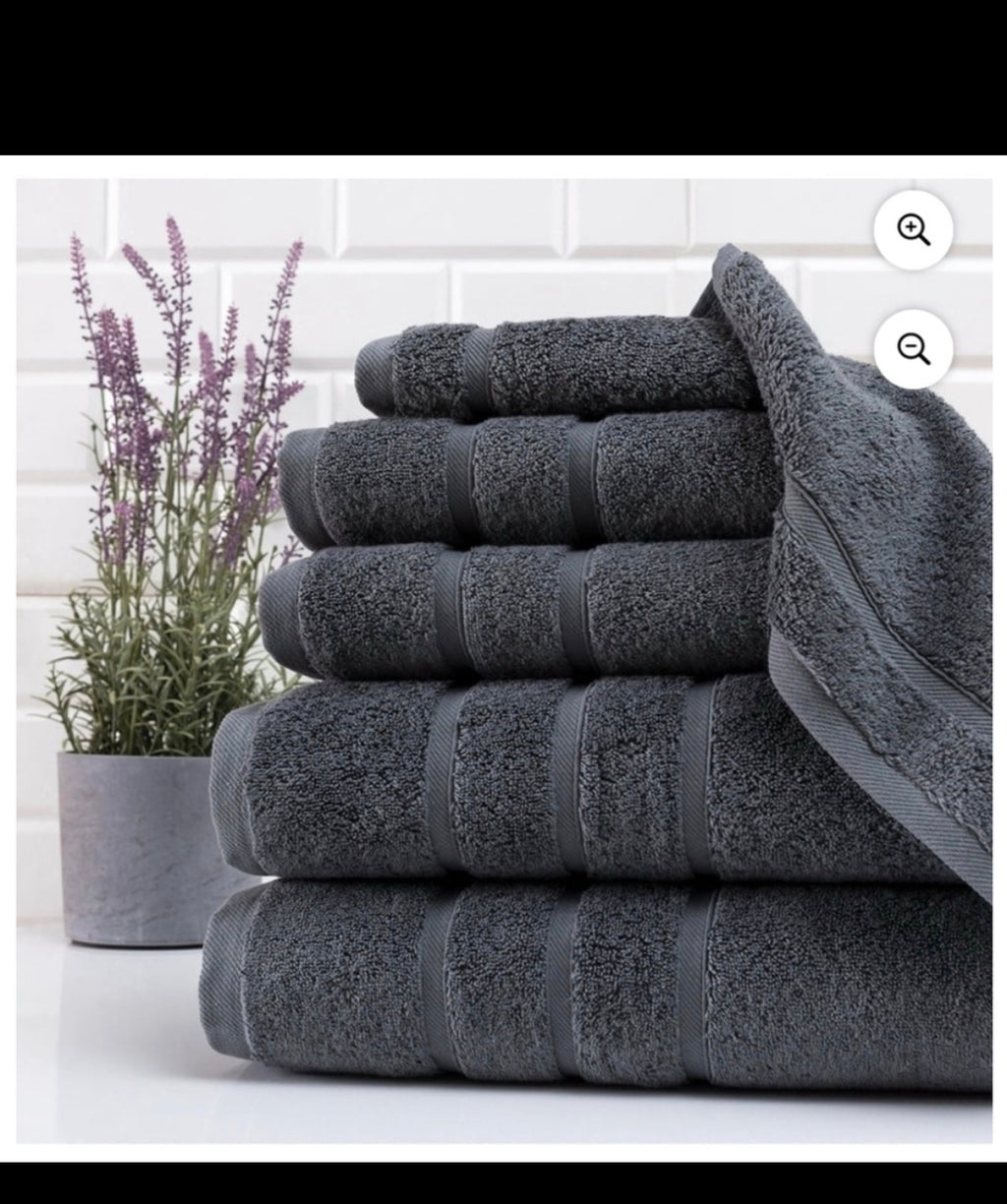 Luxury Turkish Cotton 6pc bath Towel Set Gray