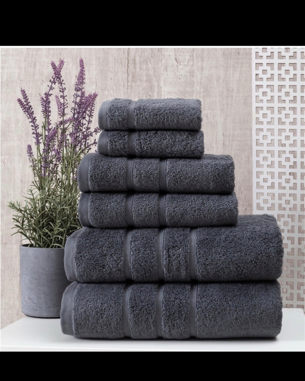 Luxury Turkish Cotton 6pc bath Towel Set Gray