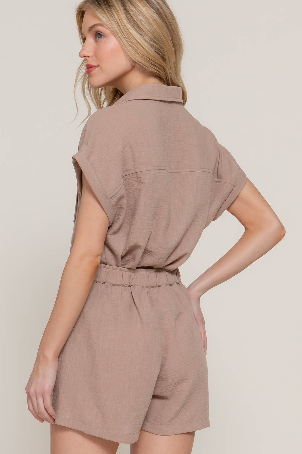 Dolman Short Sleeve Shirt & Shorts Linen Effect Set
