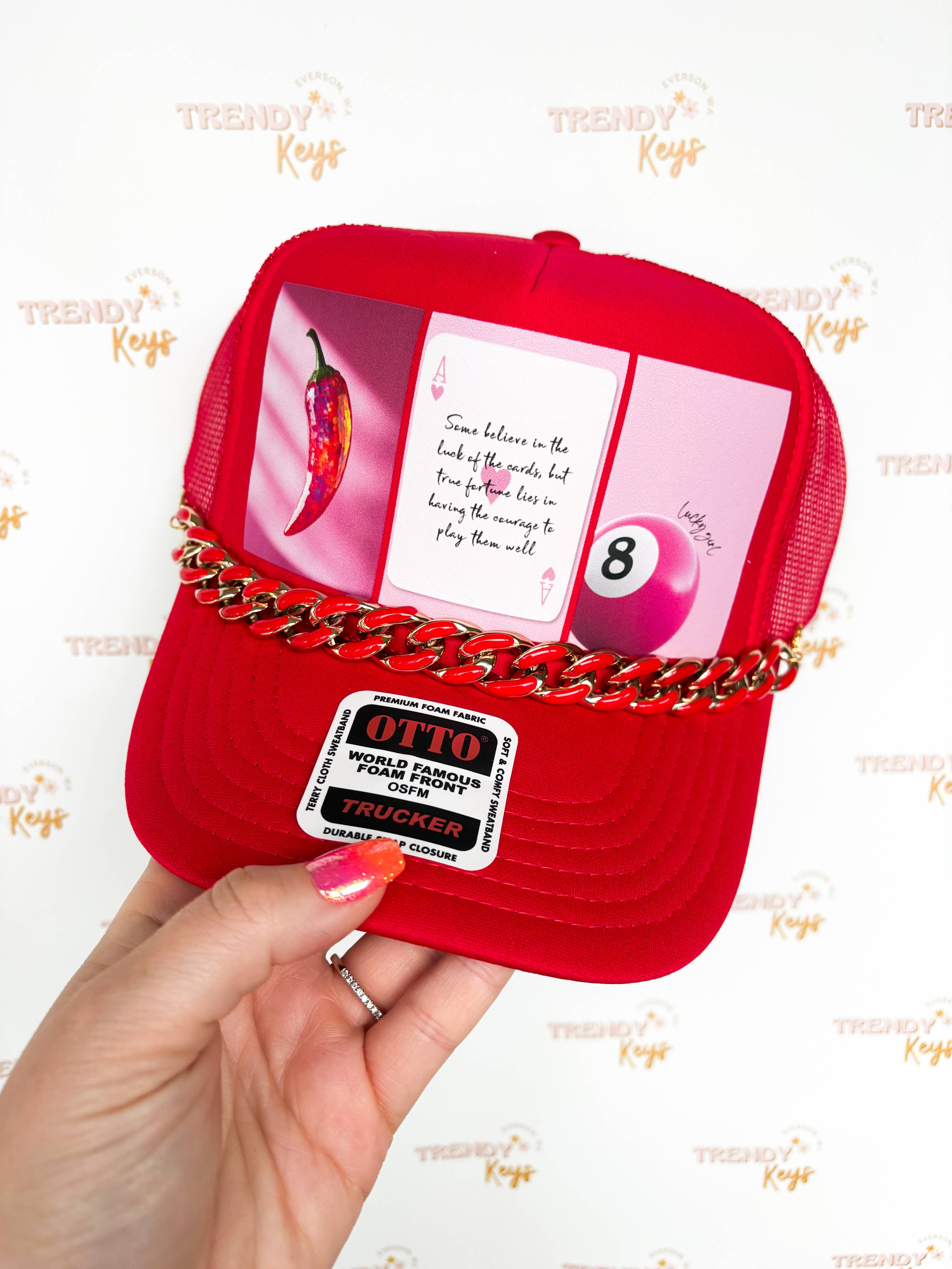 Luck of the Cards Trucker Hat w/cuban link chain