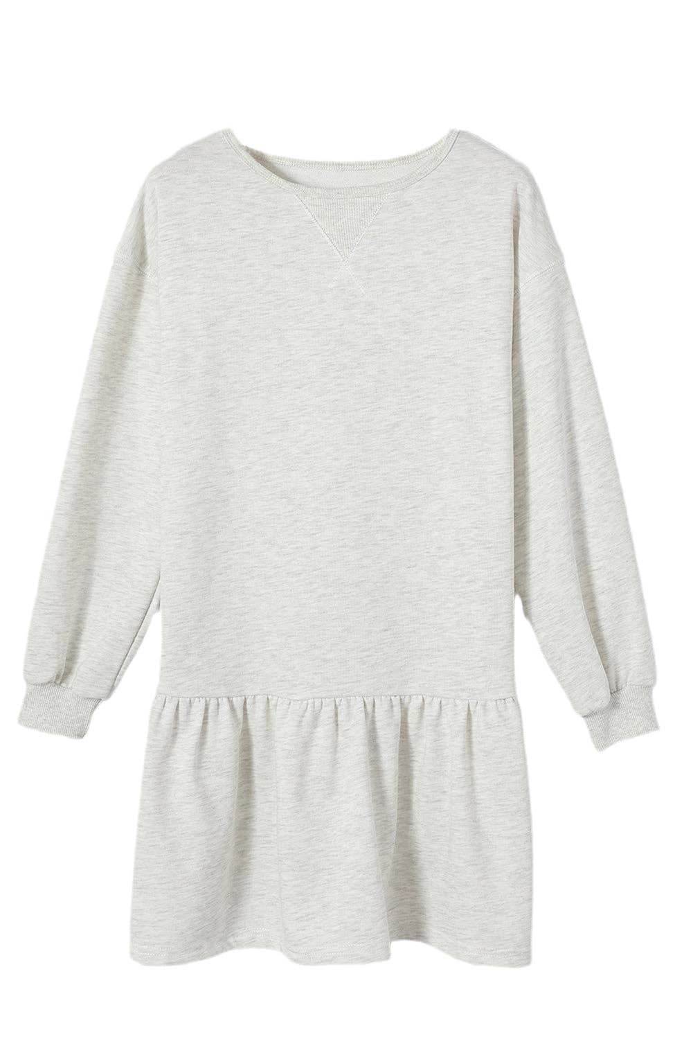 Classic Crew Neck Ruffle Hem Mini Dress