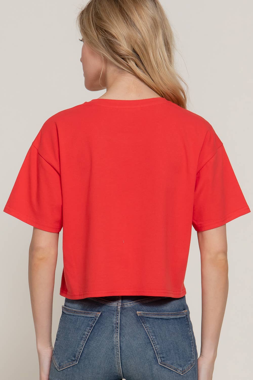 Short Sleeve Crew Neck Oversize Crop Cotton Knit Tee