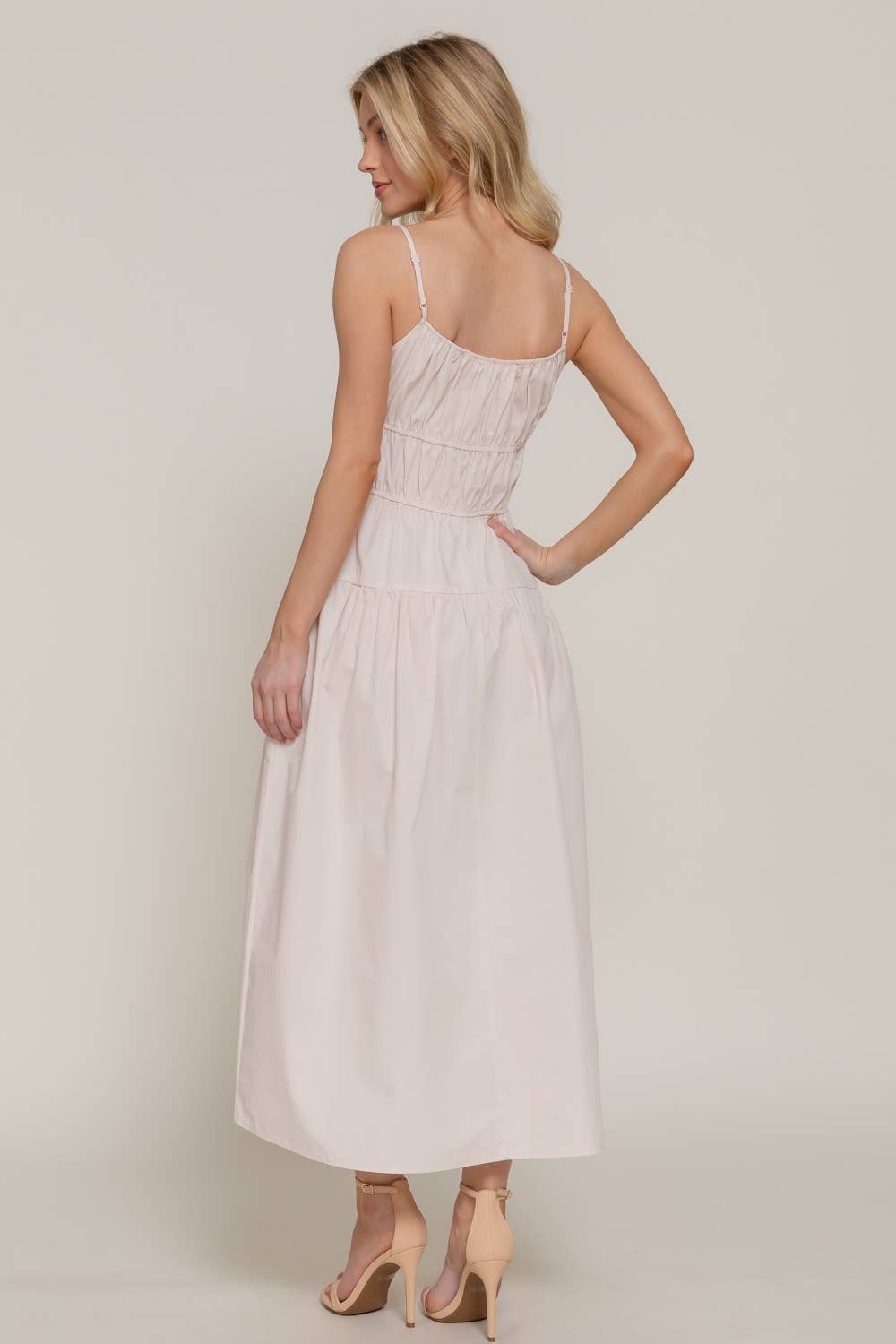 Front Tie Detail Tiered Long Dress