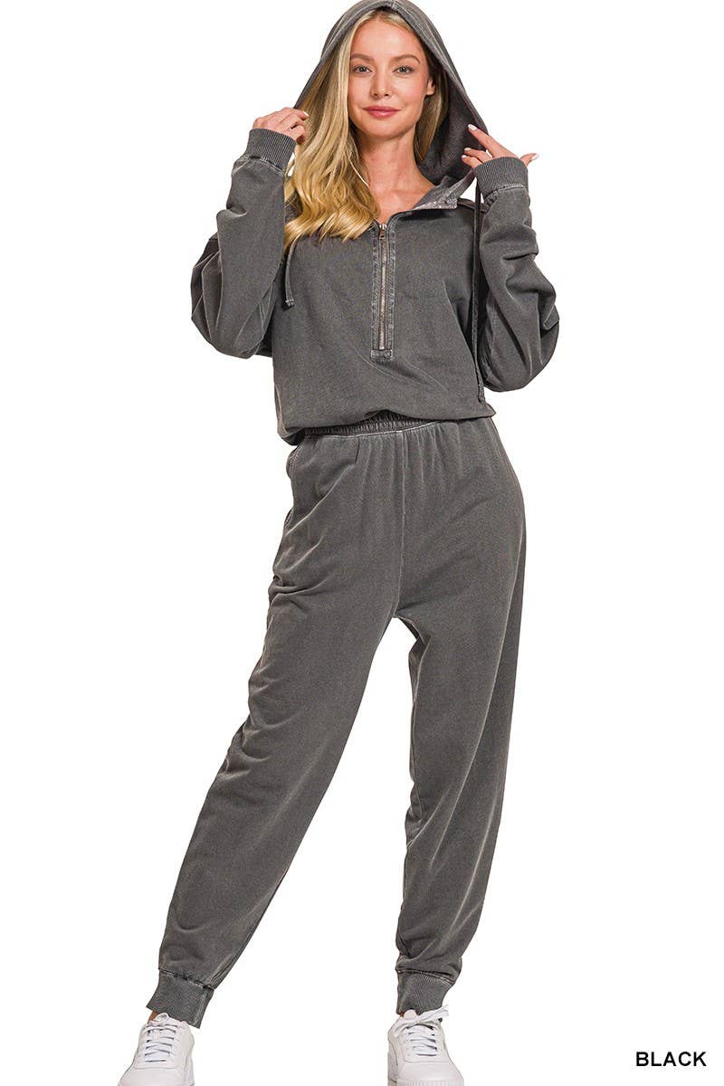 Enzyme Washed French Terry Jumpsuit