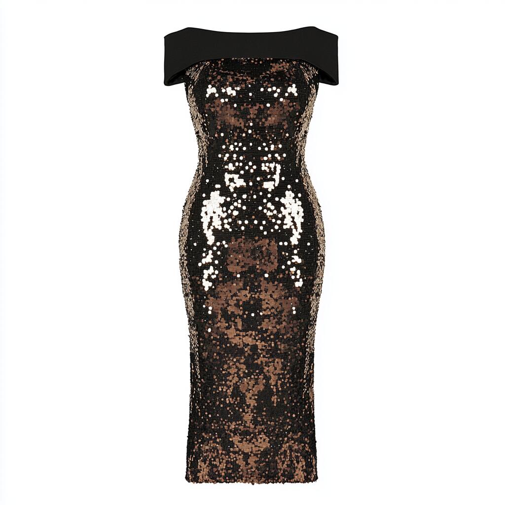Sequins Fitted Midi Dress